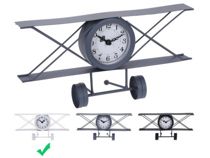 SEGNALE Hodiny stolní designové LETADLO 30 cm bílá KO-HZ1911500bila