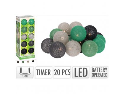 PROGARDEN Světelný řetěz LED 20 ks zelená / šedá KO-AF5000560