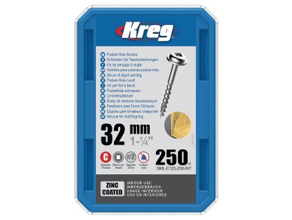 Kreg Zinc Maxi-Loc Šrouby pro skryté spoje - 32 mm, hrubý závit, 250 ks