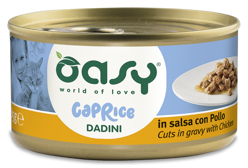 Oasy Caprice Cuts in Gravy with Chicken – kapsička pre mačky 85 g – transparentné oficiálne balenie