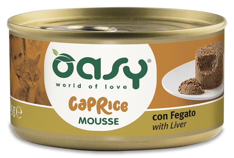 Oasy Caprice Mousse with Liver – vanička pre mačky 85 g – transparentné oficiálne balenie