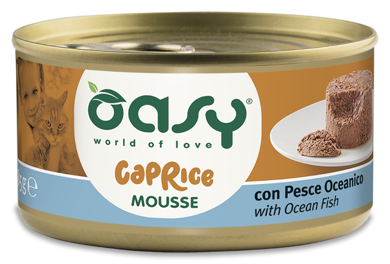 Oasy Caprice Mousse with Ocean Fish – vanička pre mačky 85 g – transparentné oficiálne balenie