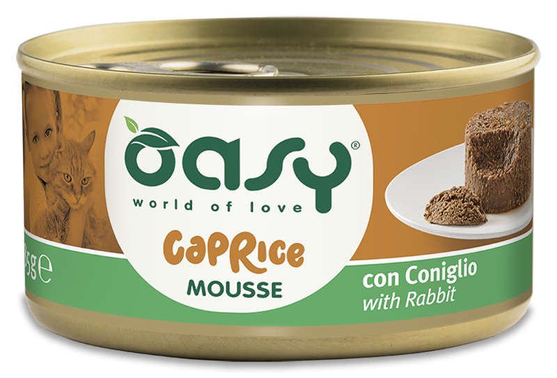 Oasy Caprice Mousse with Rabbit – vanička pre mačky 85 g – transparentné oficiálne balenie