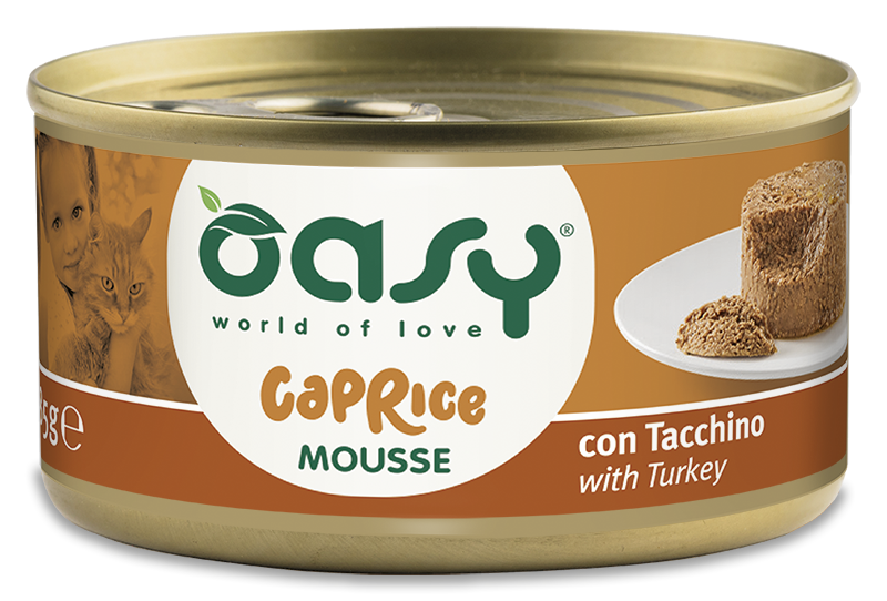Oasy Caprice Mousse with Turkey – vanička pre mačky 85 g – transparentné oficiálne balenie