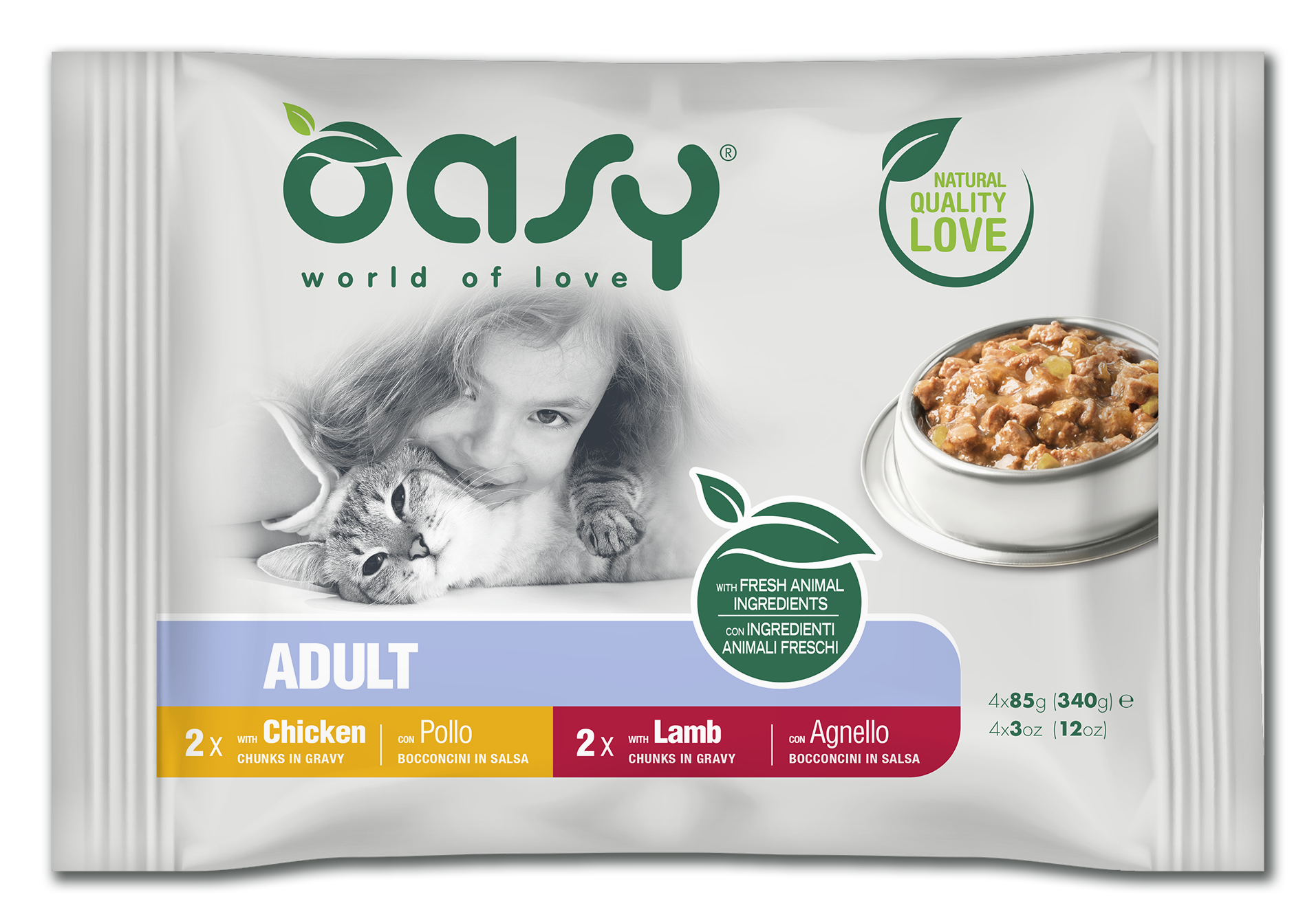 Oasy Chunks in gravy Multipack Meat Selection 4x85g – kapsička pre psy 340 g – transparentné oficiálne balenie