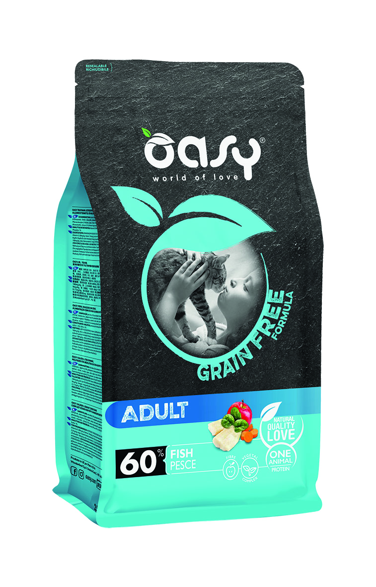 Oasy Grain free Adult Fish – granule pre psy – transparentné oficiálne balenie