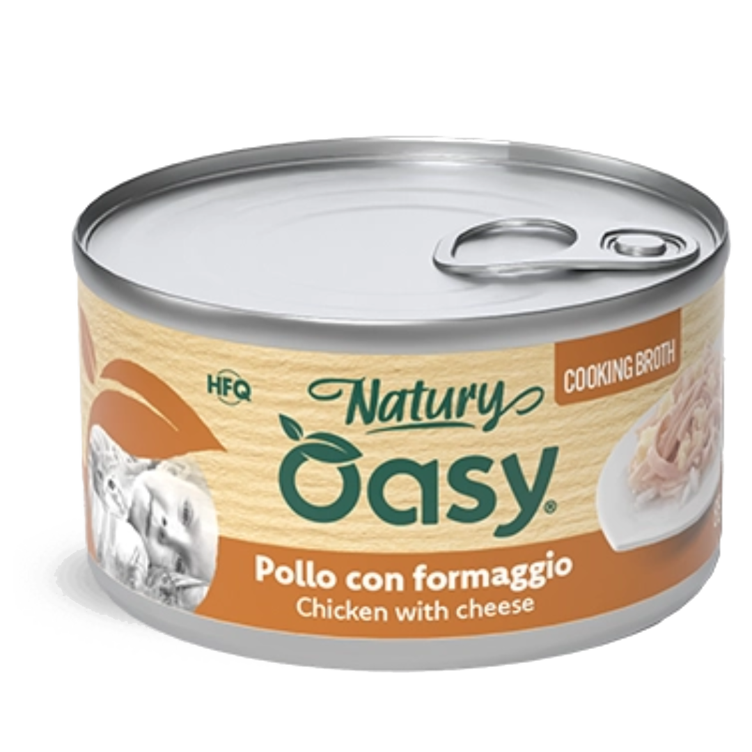 Oasy Natury Cooking Broth Chicken with cheese – kapsička pre mačky 85 g – transparentné oficiálne balenie