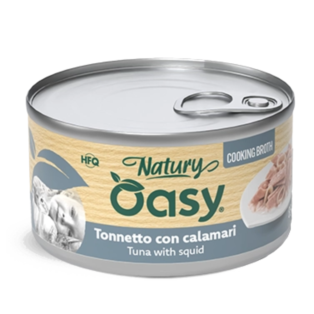 Oasy Natury Cooking Broth Tuna with squid – kapsička pre mačky 85 g – transparentné oficiálne balenie