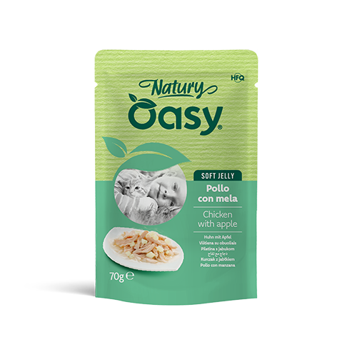 Oasy Natury Soft Jelly Chicken with apple – kapsička pre mačky 70 g – transparentné oficiálne balenie