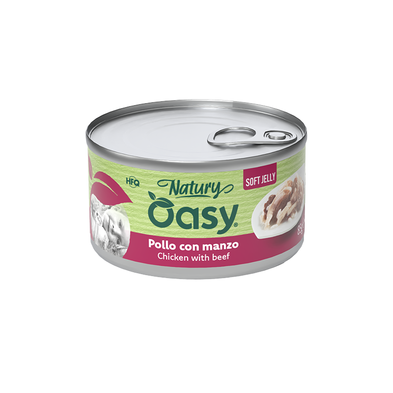 Oasy Natury Soft Jelly Chicken with beef – kapsička pre mačky – transparentné oficiálne balenie