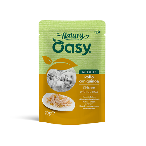 Oasy Natury Soft Jelly Chicken with quinoa – kapsička pre mačky 70 g – transparentné oficiálne balenie