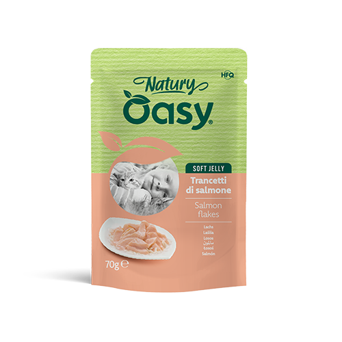 Oasy Natury Soft Jelly Salmon – kapsička pre mačky 70 g – transparentné oficiálne balenie