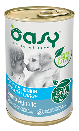 Oasy One protein Puppy & Junior Medium/Large Lamb – granule pre šteňatá 400 g – transparentné oficiálne balenie