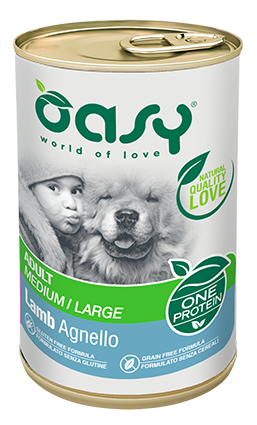 Oasy One protein Adult Medium/Large Lamb – granule pre psy 400 g – transparentné oficiálne balenie