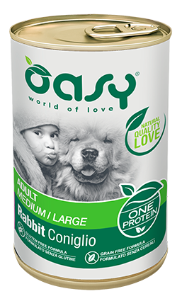 Oasy One protein Adult Medium/Large Rabbit – granule pre psy 400 g – transparentné oficiálne balenie