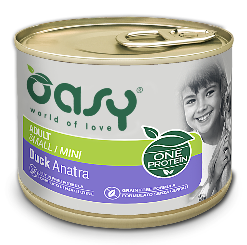 Oasy One protein Adult Small/Mini Duck – granule pre psy 200 g – transparentné oficiálne balenie