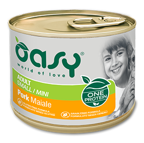 Oasy One protein Adult Small/Mini Pork – granule pre psy 200 g – transparentné oficiálne balenie