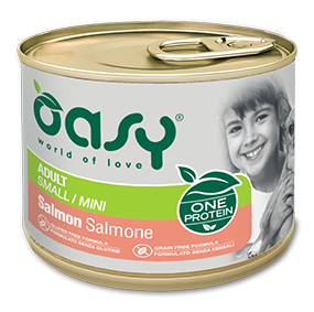 Oasy One protein Adult Small/Mini Salmon – granule pre psy 200 g – transparentné oficiálne balenie