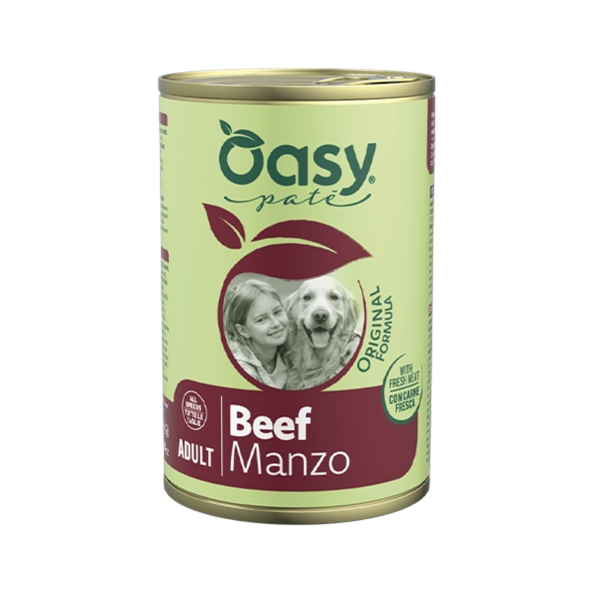 Oasy Original Formula Adult Beef Paté – konzerva pre psy 400 g – transparentné oficiálne balenie