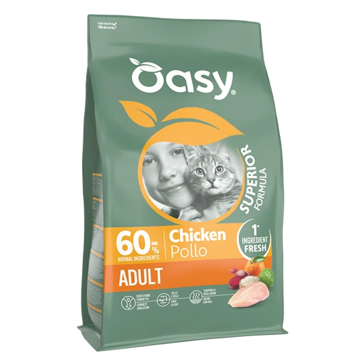 Oasy Superior formula Adult Chicken – granule pre psy – transparentné oficiálne balenie
