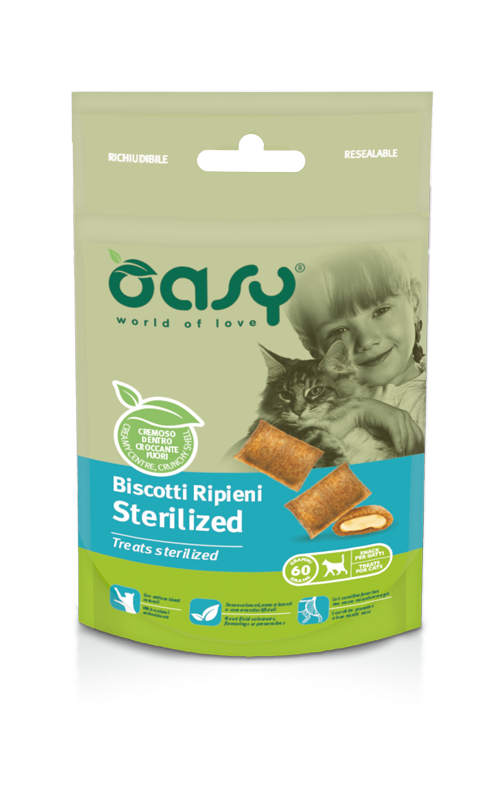 Oasy Treats Sterilized – pamlsok pre mačky 60 g – transparentné oficiálne balenie