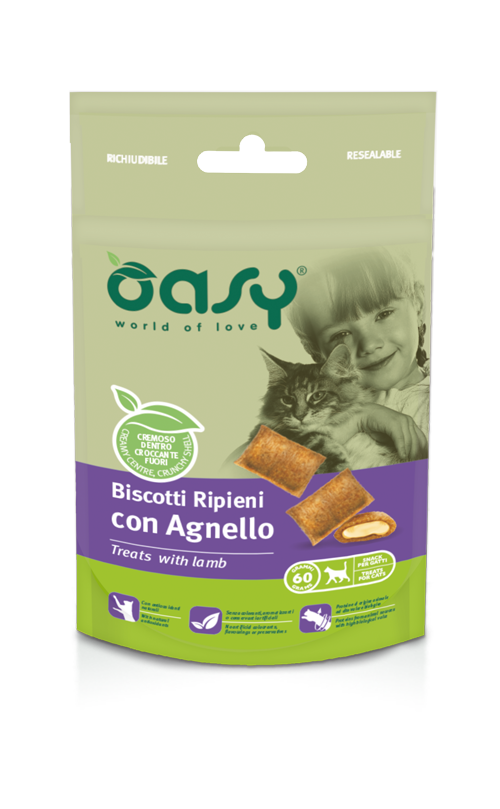 Oasy Treats with Lamb – pamlsok pre mačky 60 g – transparentné oficiálne balenie