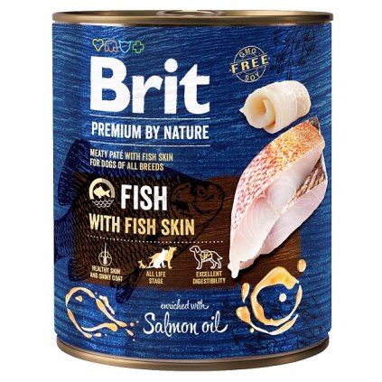 7662 brit premium by nature fish with fish skin 800g