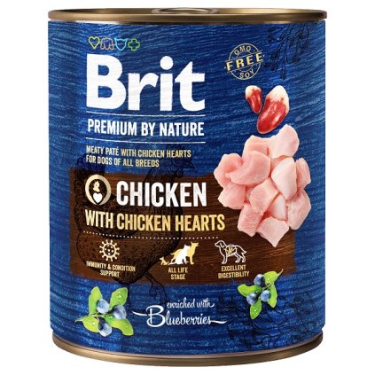 7647 brit premium by nature chicken with hearts 800g