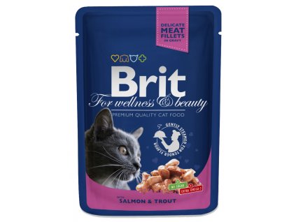 3066 brit premium cat pouches s lososem a pstruhem 100g