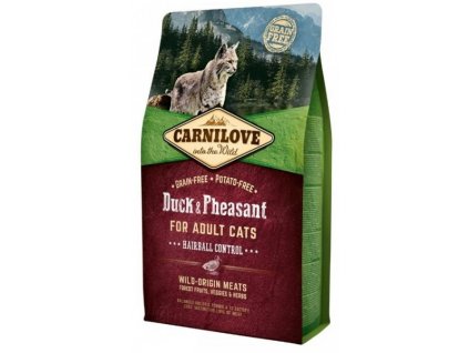 Carnilove Cat Duck & Pheasant for Adult Cats Hairball Control 2 kg