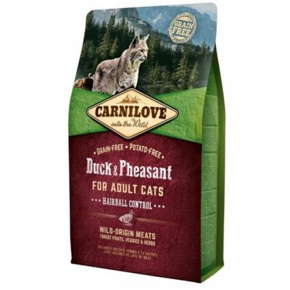 Carnilove Cat Duck & Pheasant for Adult Cats Hairball Control 2 kg