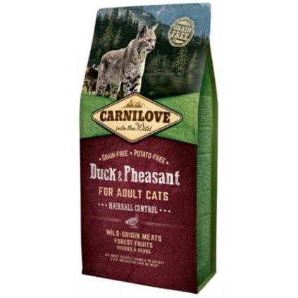 Carnilove Cat Duck & Pheasant for Adult Cats Hairball Control 6 kg