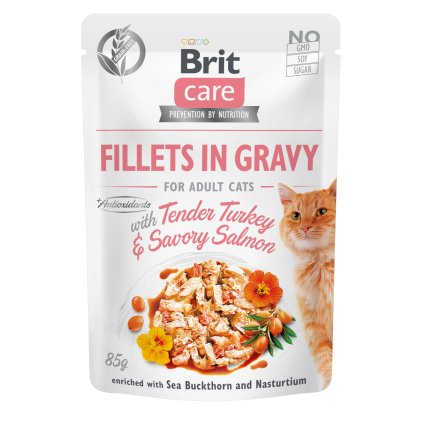 Brit Care Cat Fillets in Gravy with Tender Turkey & Savory Salmon 85 g