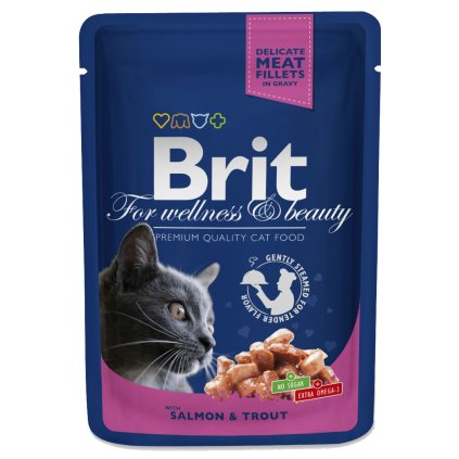 3066 brit premium cat pouches s lososem a pstruhem 100g