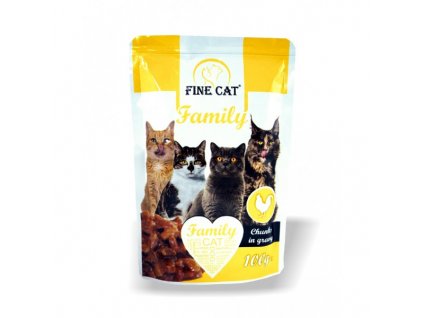 FINE CAT Family kapsičky pro kočky s DRŮBEŽÍM v omáčce 100 g