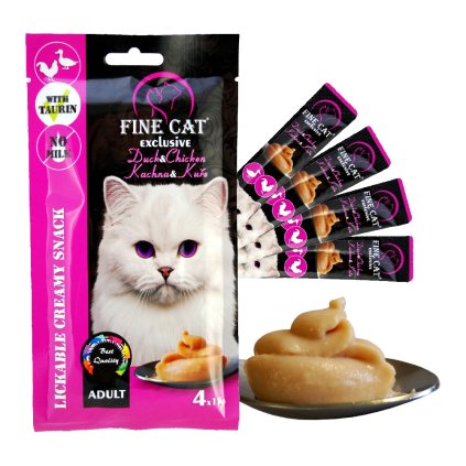 Fine Cat Exclusive krémová svačinka pro kočky kachna & kuře 4x15g