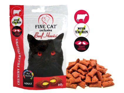 Fine Cat Exclusive Plněné polštářky pro kočky HOVĚZÍ 60 g