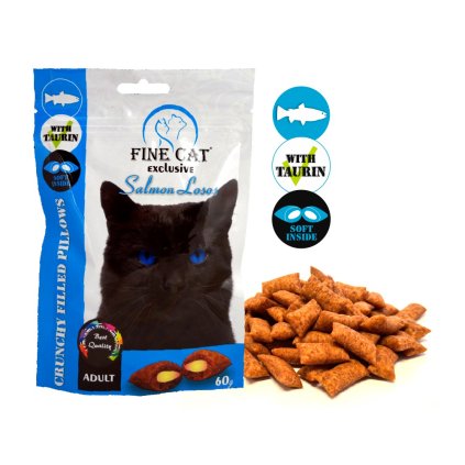 Fine Cat Exclusive plněné polštářky pro kočky losos 60g