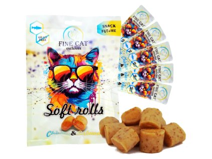 Fine Cat Exclusive Soft Roll svačinka pro kočky KUŘECÍ S LOSOSEM 5x10 g