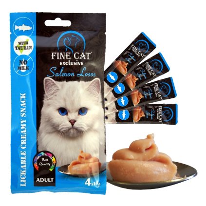 Fine Cat Exclusive Krémová svačinka pro kočky LOSOS 4x15g 5+1 ZDARMA