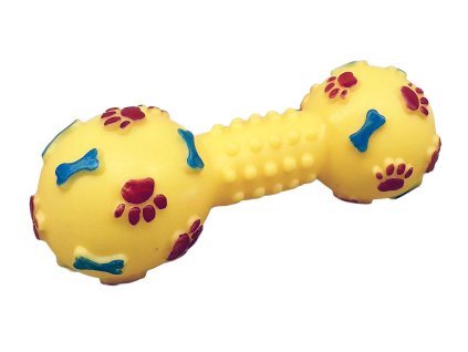 Pískací hračka pro psa Dumbbell žlutá
