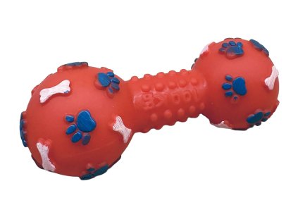 Pískací hračka pro psa Dumbbell červená