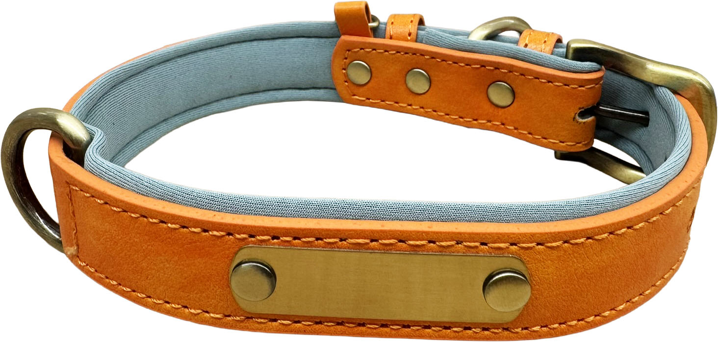 Petify Kožený obojek pro psa Fluff oranžový Velikost: S