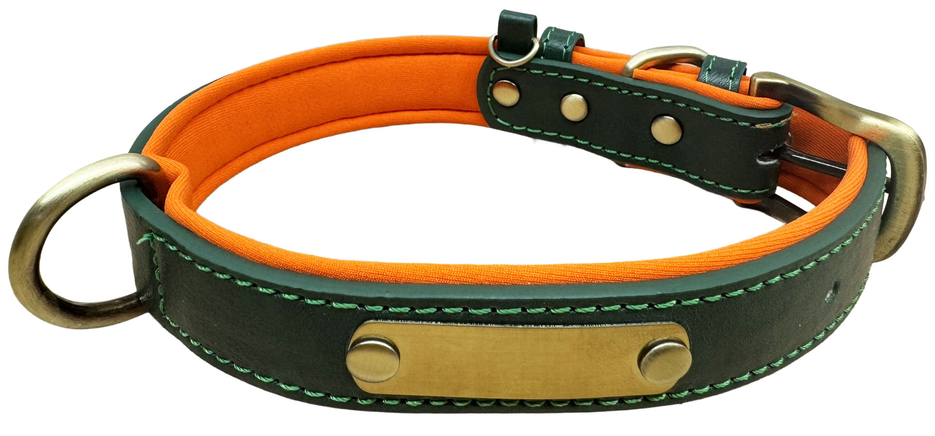 Petify Kožený obojek pro psa Fluff zelený Velikost: M