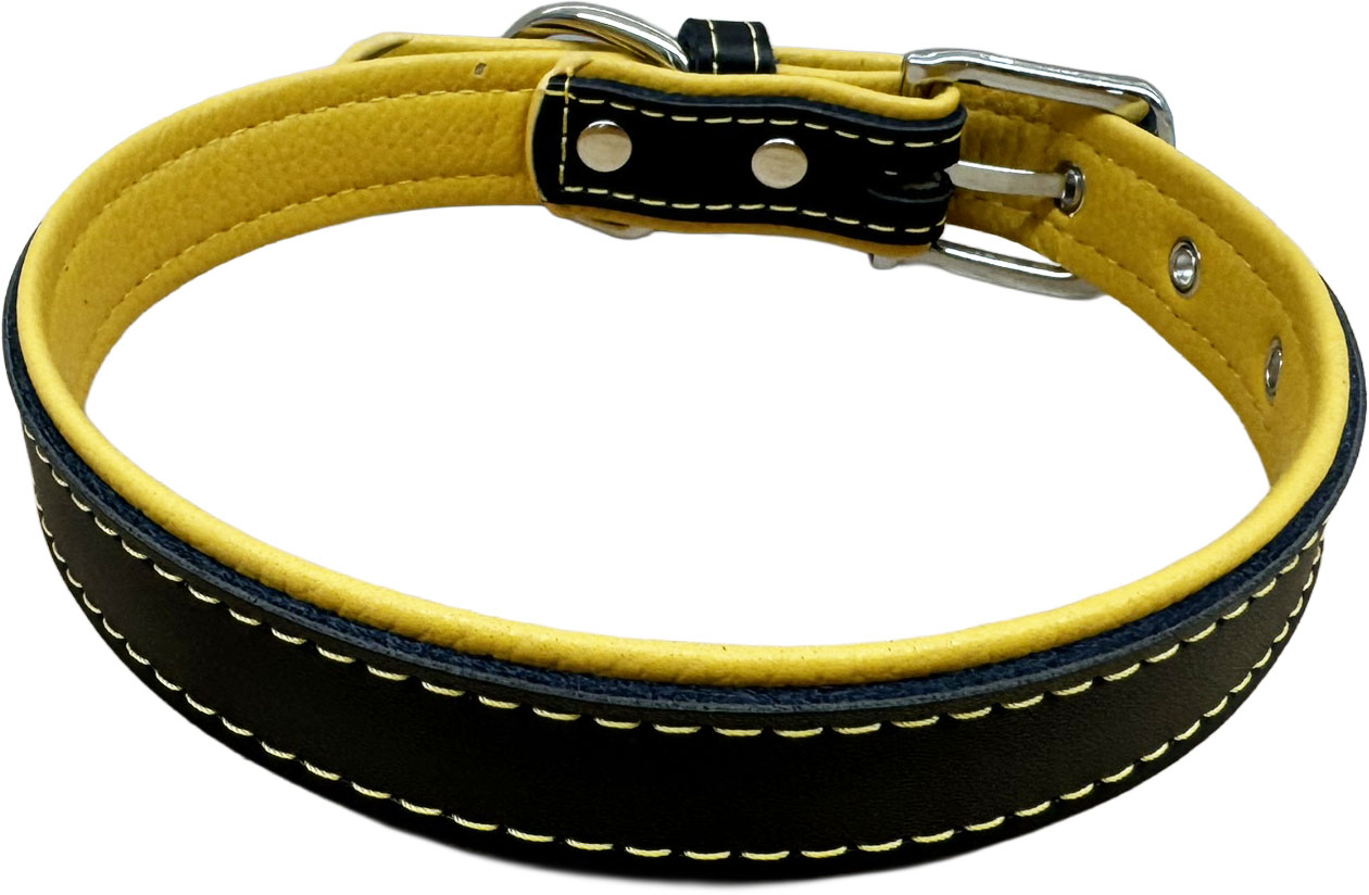 Petify Kožený obojek pro psa Loyal žlutý Velikost: M