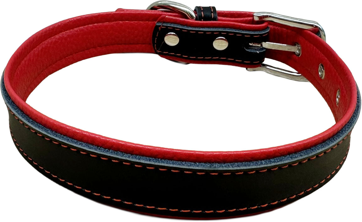 Petify Kožený obojek pro psa Loyal červený Velikost: XL
