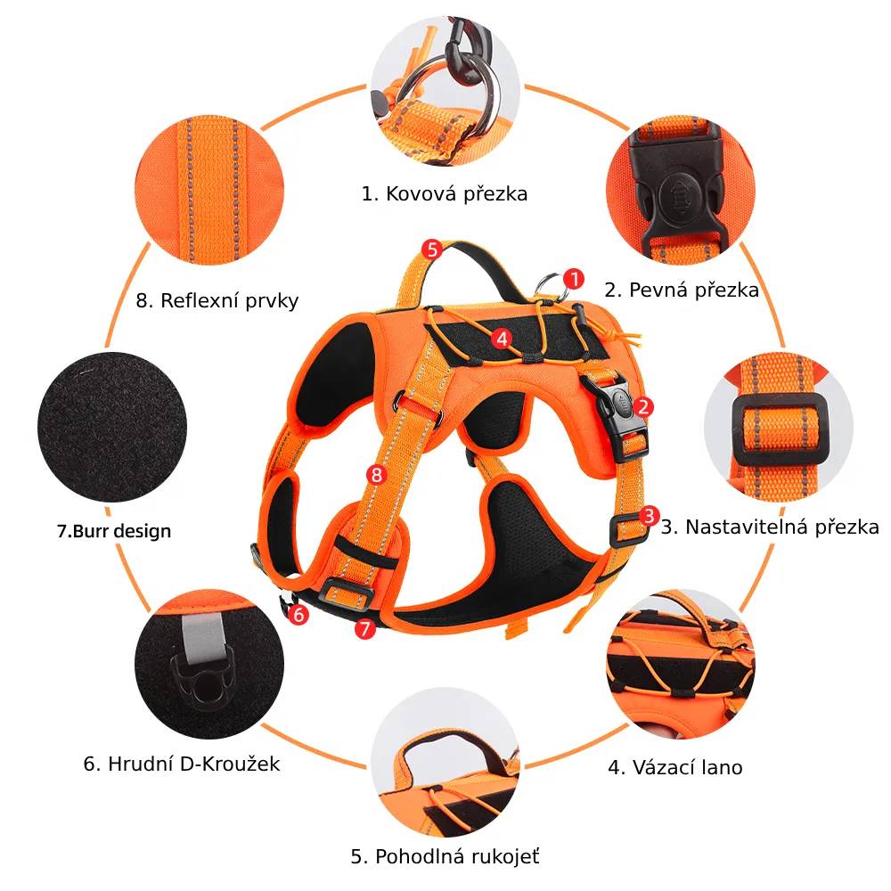 Petify Postroj pro psa Doggo oranžový Velikost: L