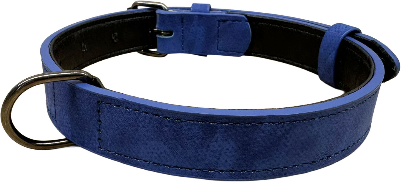 Petify Kožený obojek pro psa Woof modrý Velikost: M