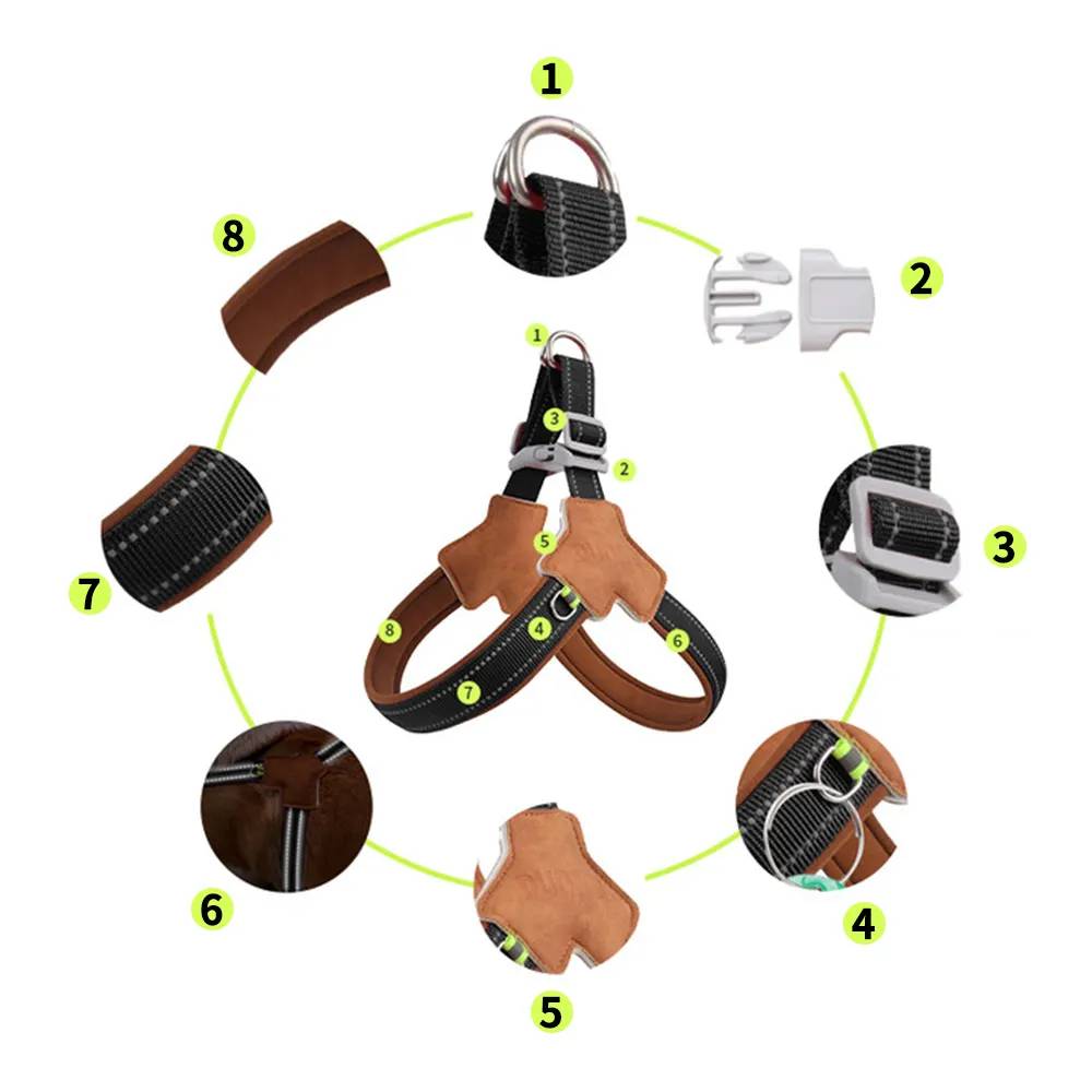 Petify Kožený postroj pro psa Tuffy modrý Velikost: L