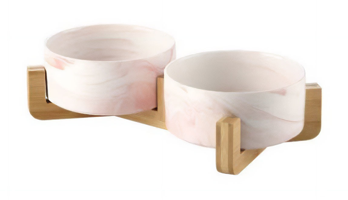 Sada mramorových keramických misek s podstavcem Marbowl 400 až 850 ml růžová Velikost: M